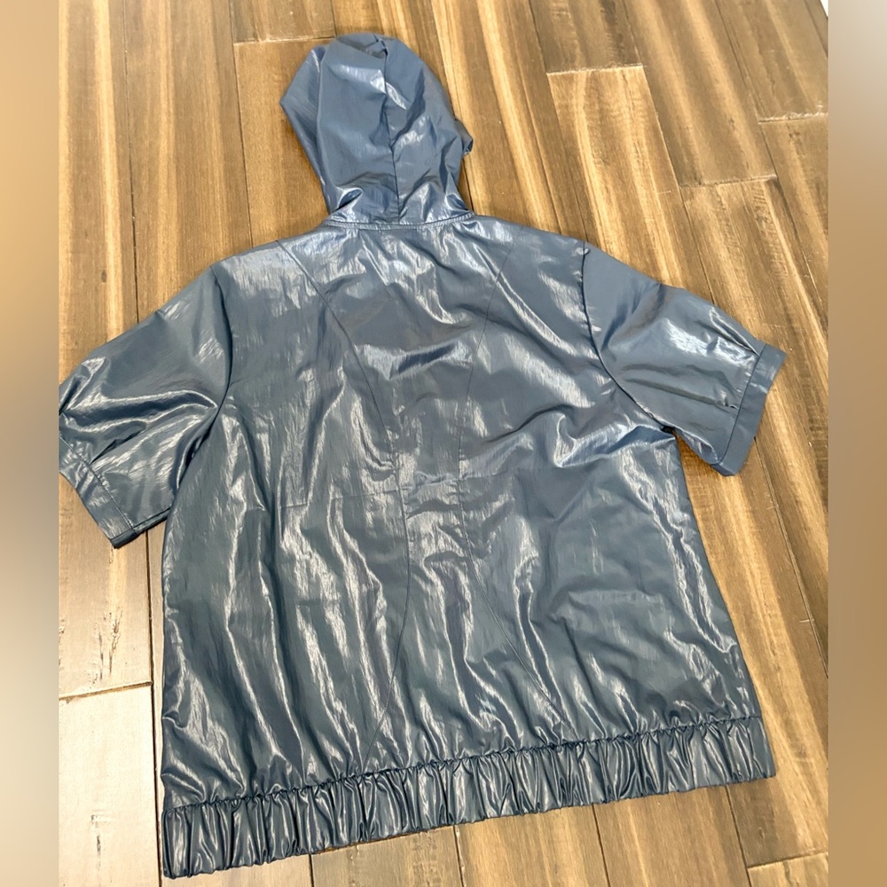 Zynergy by Chico’s Sz Blue Golf Jacket Hooded Zip Up Pockets Athletic Preppy - Picture 8 of 8